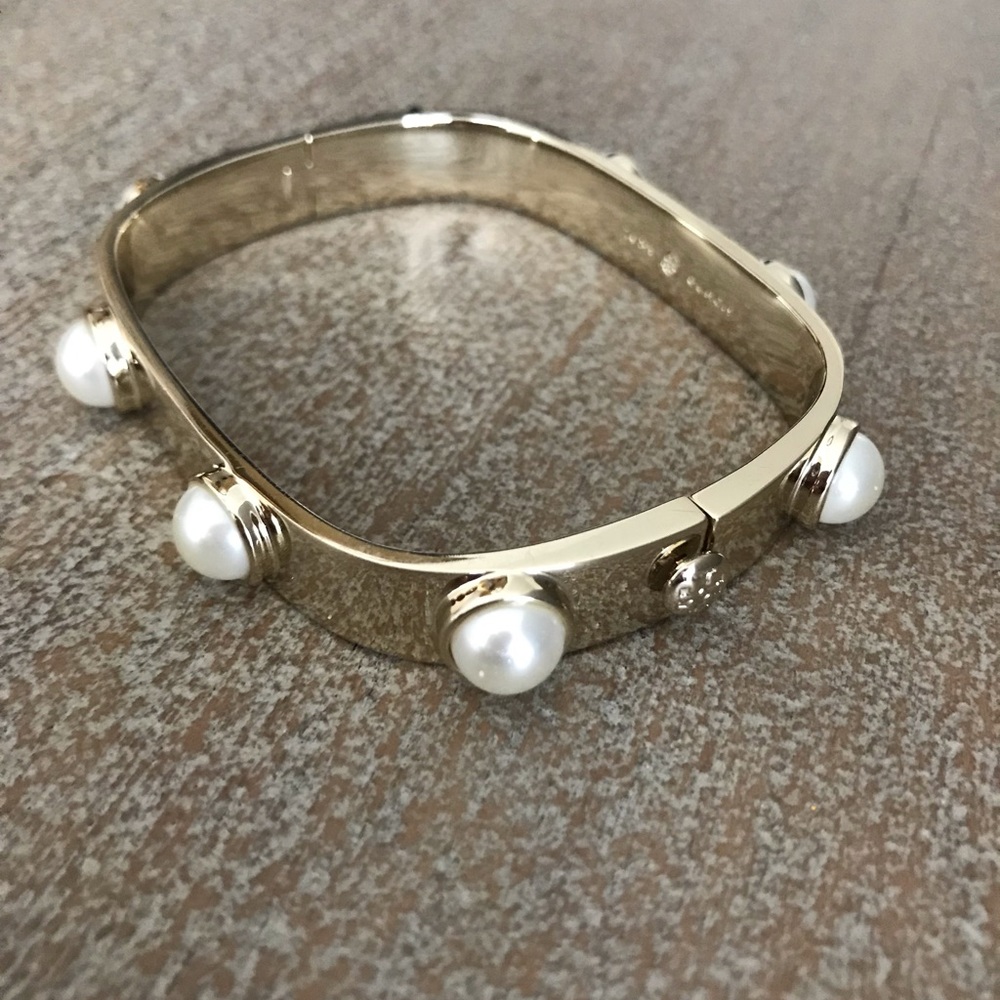 Tory Burch Stacked Studed Imitation Pearl Bracelet